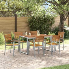 vidaXL Set da Pranzo da Giardino in Legno Solido di Acacia e Metallo