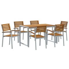 vidaXL Set da Pranzo da Giardino in Legno Solido di Acacia e Metallo
