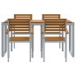 vidaXL Set da pranzo giardino 5 pezzi legno massello acacia e metallo vidaXL Set da pranzo giardino 5 pezzi legno massello acacia e metallo