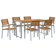 vidaXL Set da Pranzo da 7 Pezzi in Legno Massello di Acacia e Metallo