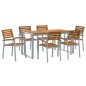 vidaXL Set da Pranzo da 7 Pezzi in Legno Massello di Acacia e Metallo