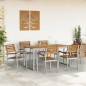 vidaXL Set da Pranzo da 7 Pezzi in Legno Massello di Acacia e Metallo