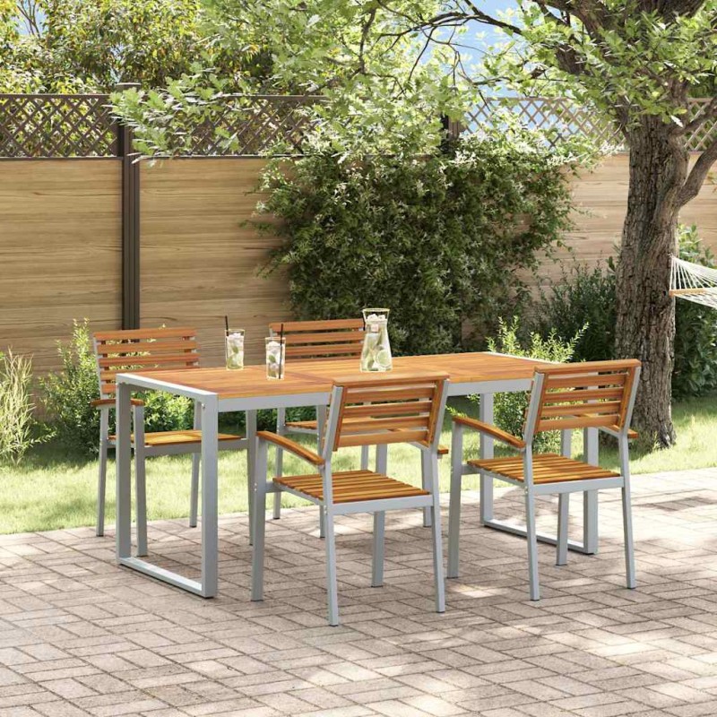 vidaXL Set da Pranzo da Giardino in Legno Massello di Acacia e Metallo vidaXL Set da Pranzo da Giardino in Legno Massello di Acacia e Metallo