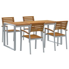 vidaXL Set da Pranzo da Giardino in Legno Massello di Acacia e Metallo