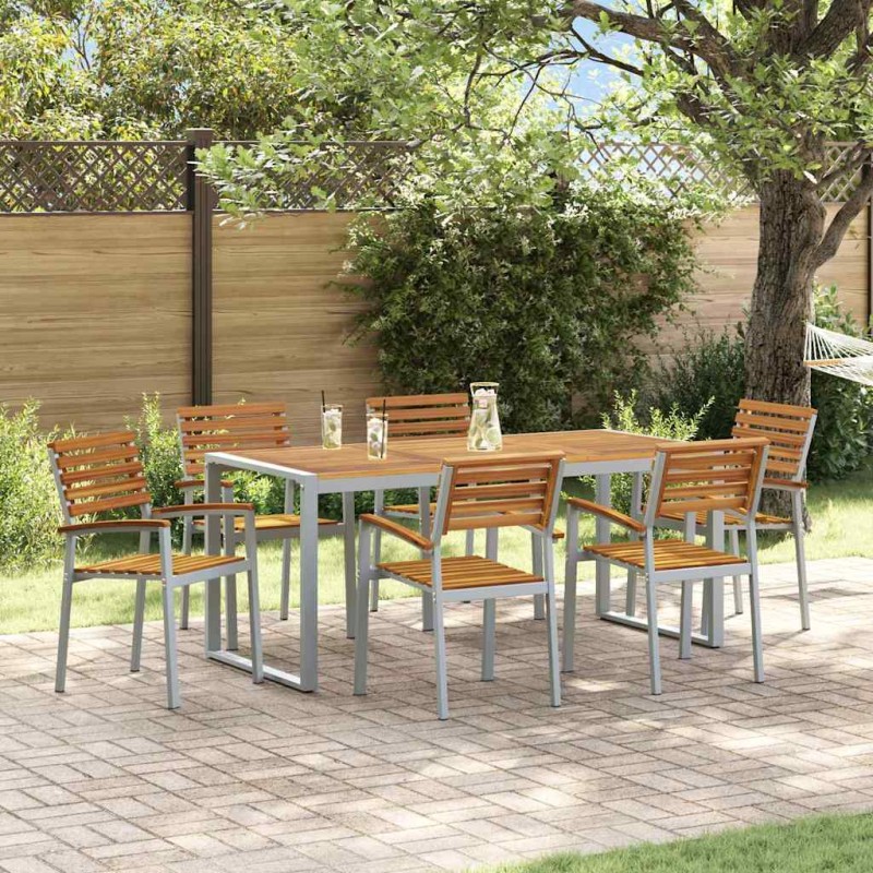 vidaXL Set da Pranzo da Giardino in legno solido di acacia e metallo