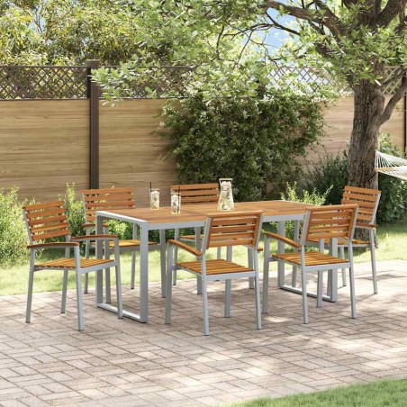 vidaXL Set da Pranzo da Giardino in legno solido di acacia e metallo