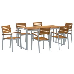 vidaXL Set da Pranzo da Giardino in legno solido di acacia e metallo