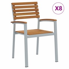 vidaXL Sedie da giardino impilabili , 8 pezzi in legno massello di acacia e metallo.