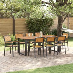 vidaXL Set di 8 sedie da giardino impilabili in acciaio e legno di acacia nero