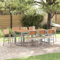 vidaXL Sedie da Giardino Impilabili 8 pcs Acciaio Grigio e Legno Massello di Acacia