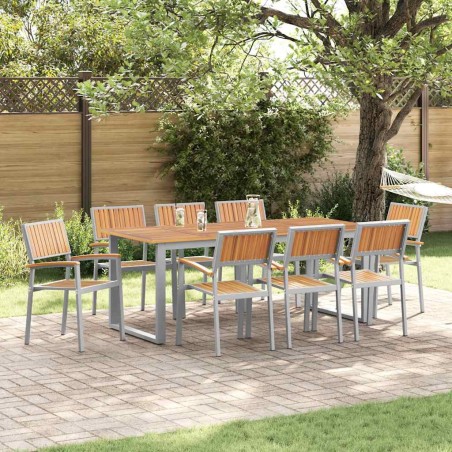 vidaXL Sedie da Giardino Impilabili 8 pcs Acciaio Grigio e Legno Massello di Acacia