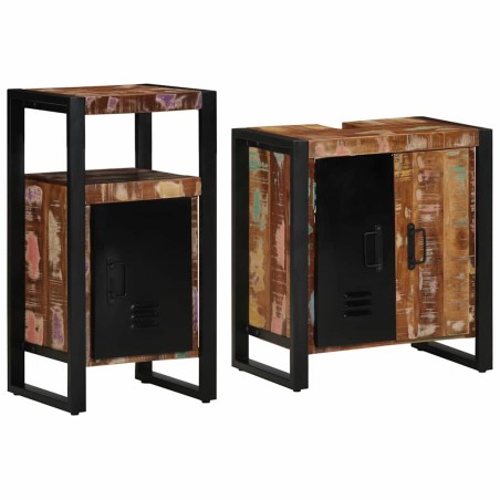 vidaXL Set di mobili per il bagno 2 pcs legno massello di riciclo