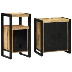 vidaXL Set di mobili per il bagno 2 pcs Legno di mango solido e grezzo
