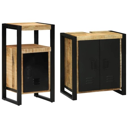 vidaXL Set di mobili per il bagno 2 pcs Legno di mango solido e grezzo
