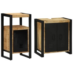 vidaXL Set di mobili per il bagno 2 pcs Legno di mango solido e grezzo