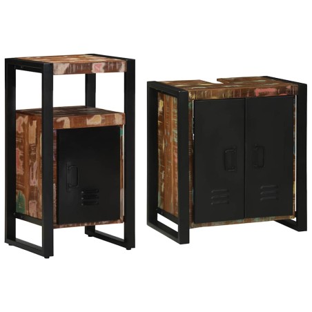vidaXL Set di mobili per il bagno 2 pcs legno massello di riciclo