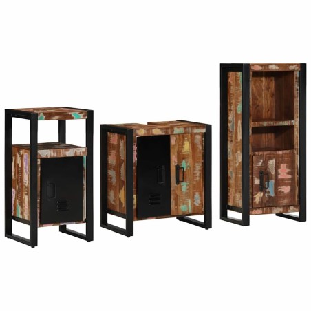 vidaXL Set di mobili per il bagno 3 pcs Legno massello riciclato