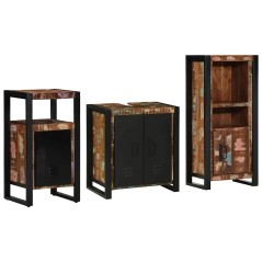 vidaXL Set di mobili per il bagno 3 pcs Legno massello riciclato