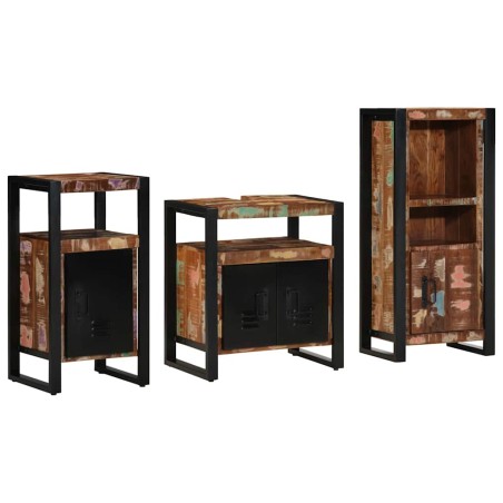 vidaXL Set di mobili per il bagno 3 pcs Legno massello riciclato