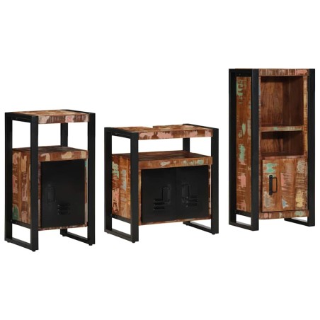vidaXL Set di mobili per il bagno 3 pcs Legno massello riciclato