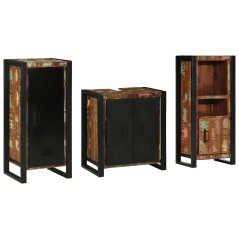 vidaXL Set di mobili per il bagno 3 pcs Legno massello riciclato