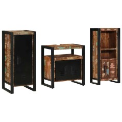 vidaXL Set di mobili per il bagno 3 pcs Legno massello riciclato