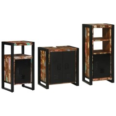 vidaXL Set di mobili per il bagno 3 pcs Legno massello riciclato