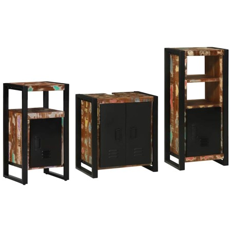 vidaXL Set di mobili per il bagno 3 pcs Legno massello riciclato
