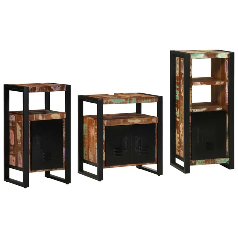 vidaXL Set di mobili per il bagno 3 pcs Legno massello riciclato