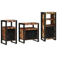 vidaXL Set di mobili per il bagno 3 pcs Legno massello riciclato