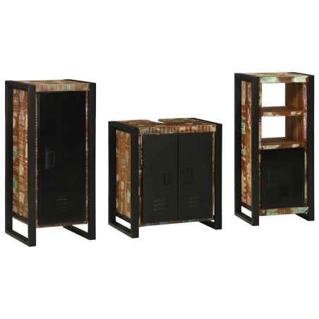 vidaXL Set di mobili per il bagno 3 pcs Legno massello riciclato