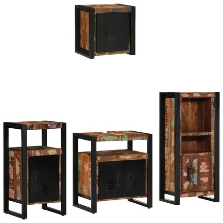 vidaXL Set di mobili per il bagno 4 pcs Legno massello riciclato
