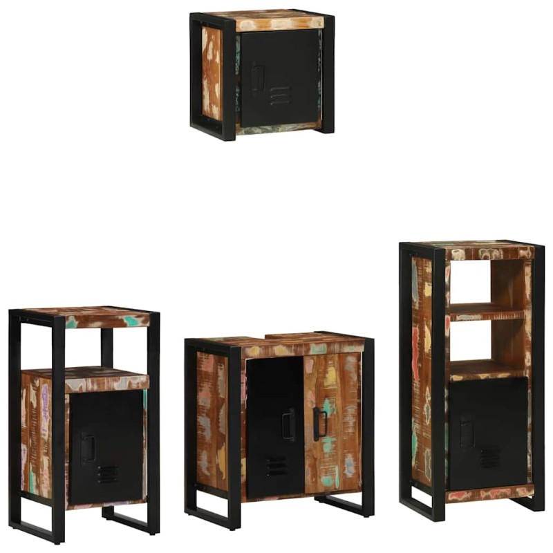 vidaXL Set di mobili per il bagno 4 pcs Legno massello riciclato