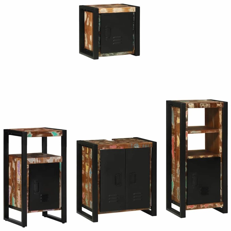 vidaXL Set di mobili per il bagno 4 pcs Legno massello riciclato