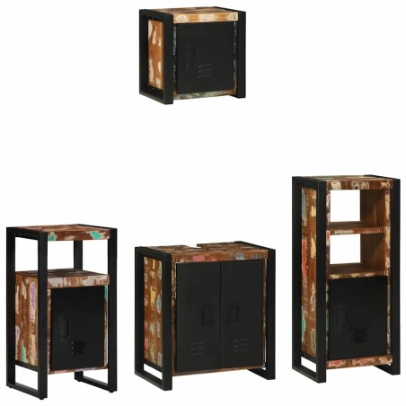 vidaXL Set di mobili per il bagno 4 pcs Legno massello riciclato