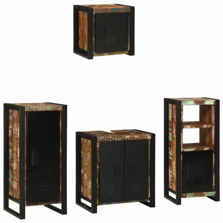 vidaXL Set di mobili per il bagno 4 pcs Legno massello riciclato
