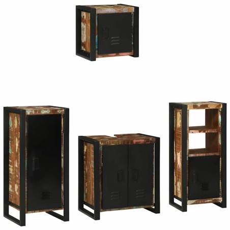 vidaXL Set di mobili per il bagno 4 pcs Legno massello riciclato