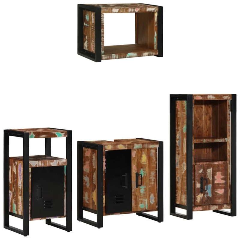 vidaXL Set di mobili per il bagno 4 pcs Legno massello riciclato
