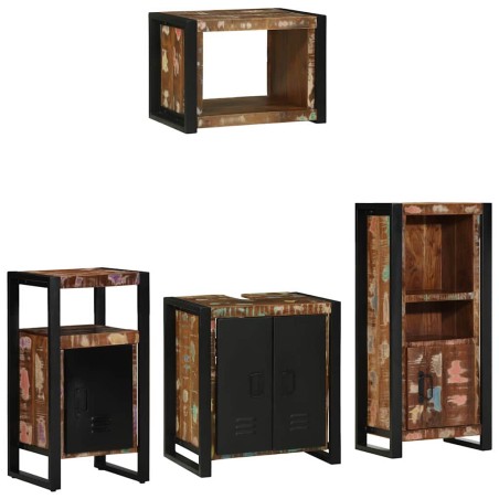 vidaXL Set di mobili per il bagno 4 pcs Legno massello riciclato