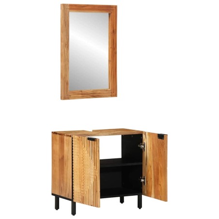 vidaXL Set di Mobili da Bagno in 2 Pezzi in Legno Massello di Acacia