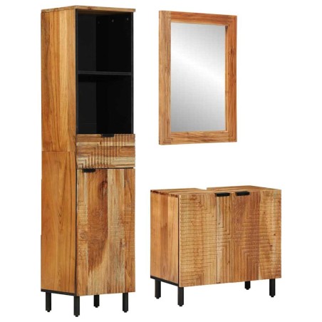 vidaXL Set di mobili per il bagno 3 pezzi in legno massello di acacia