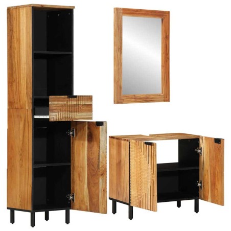 vidaXL Set di mobili per il bagno 3 pezzi in legno massello di acacia