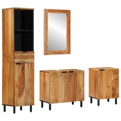vidaXL Set di mobili da bagno in legno massello di acacia marrone