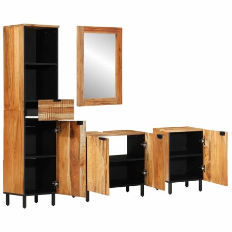 vidaXL Set di mobili da bagno in legno massello di acacia marrone