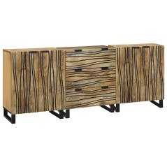 vidaXL Set di mobili per il bagno 3 pcs Marrone Media Legno Massello