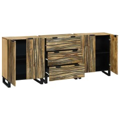 vidaXL Set di mobili per il bagno 3 pcs Marrone Media Legno Massello