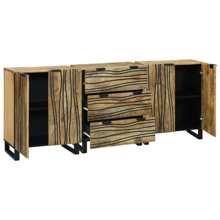 vidaXL Set di mobili per il bagno 3 pcs Marrone Media Legno Massello