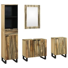 vidaXL Set di mobili per il bagno con cassetto con lo scaffale 4 pcs Marrone Large