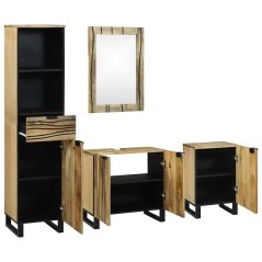 vidaXL Set di mobili per il bagno con cassetto con lo scaffale 4 pcs Marrone Large
