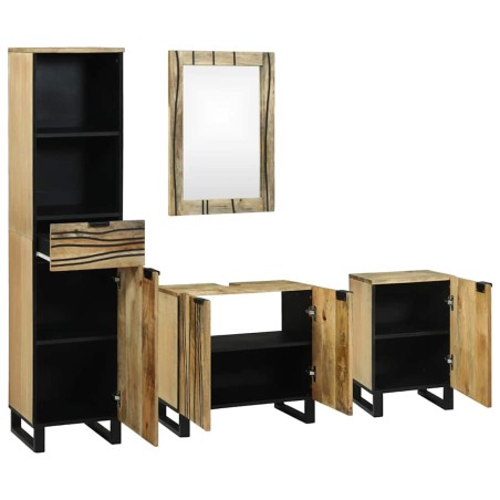 vidaXL Set di mobili per il bagno con cassetto con lo scaffale 4 pcs Marrone Large